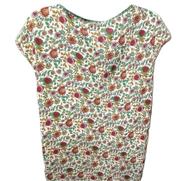 Max Studio Floral Print Cap Sleeve Asymmetrical Side Tie Blouse Woman's Size M - Picture 9 of 16